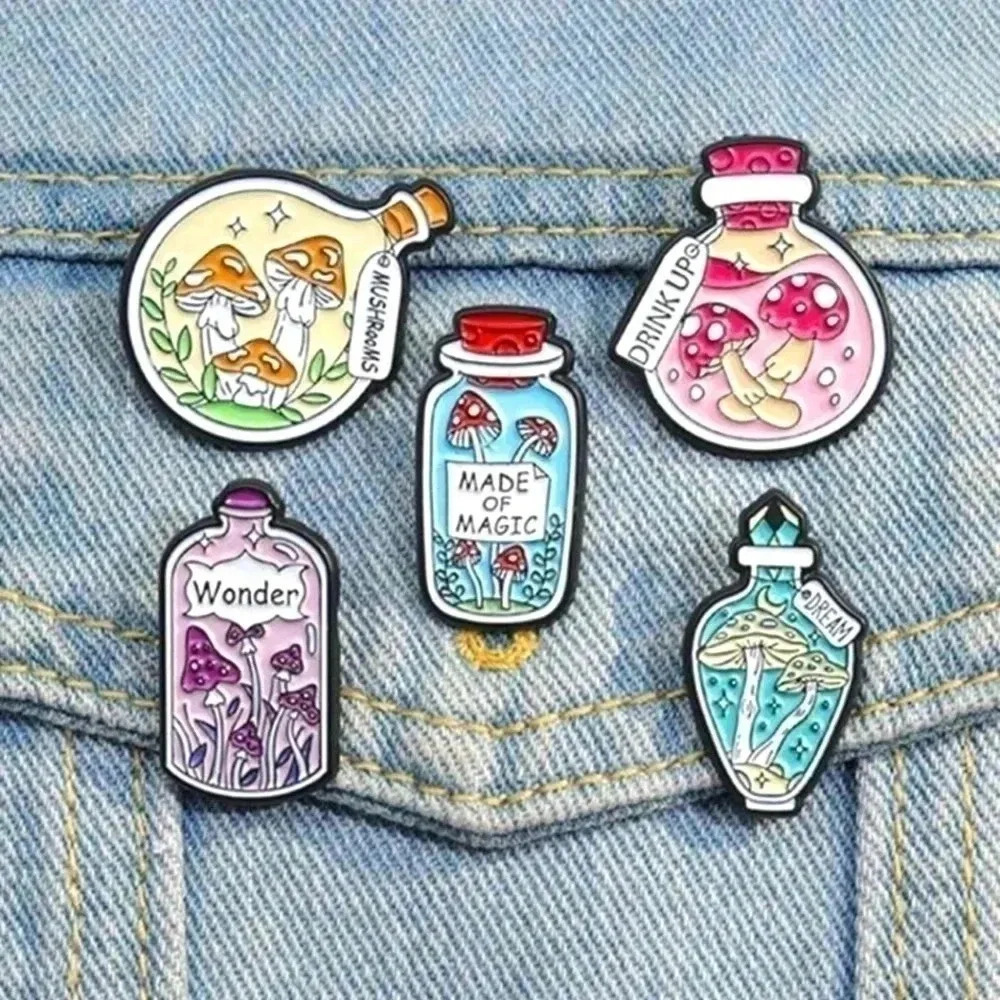 Potion bottle accessories cottage core floral design enamel pin brooch charm bag